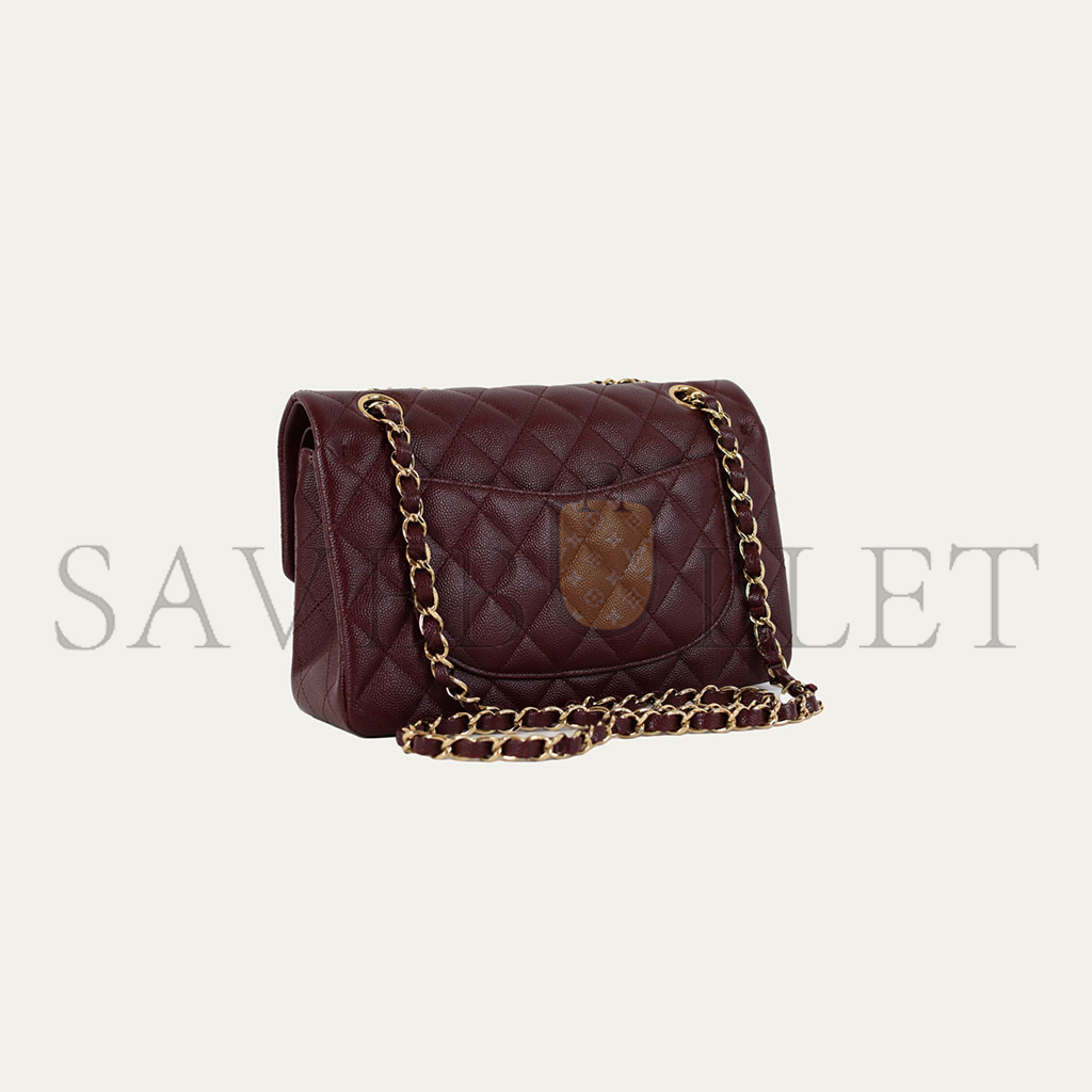 Ch*el medium flap bag burgundy (23*14.5*6cm)